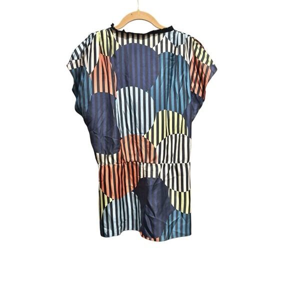 Diane Von Furstenburg Blouse Faux Wrap Silk Striped Multicolor Size 8 Career - Picture 4 of 7